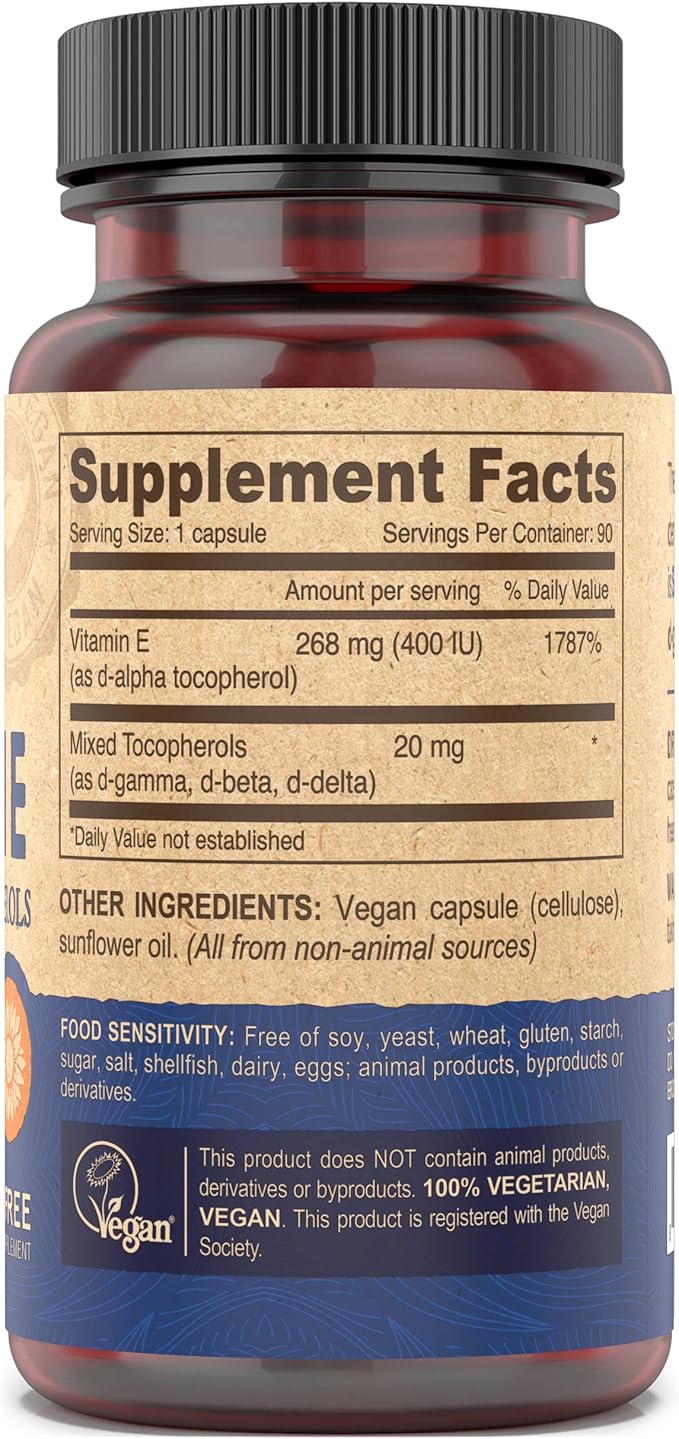 DEVA Vegan Vitamins Natural Vitamin E 400IU with 90 Capsules