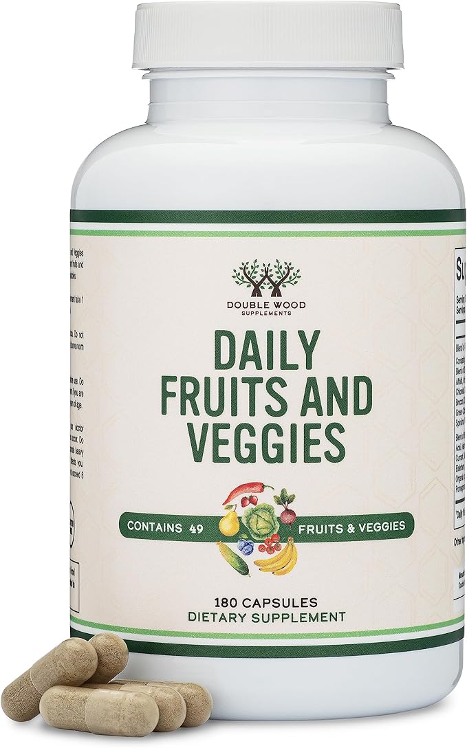 Fruits and Veggies Supplement (Daily Blend 49 Different 23 Veggies 29 Fruits) 1,500mg Servings, 180 Capsules