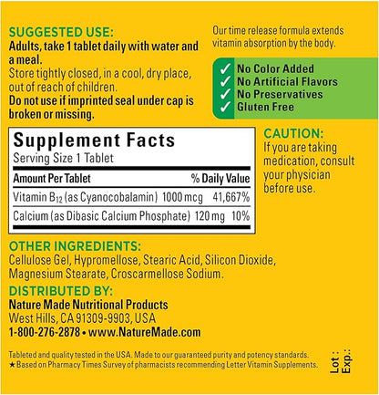 Nature Made Vitamin B12 1000 mcg, 75 Time 75 Day
