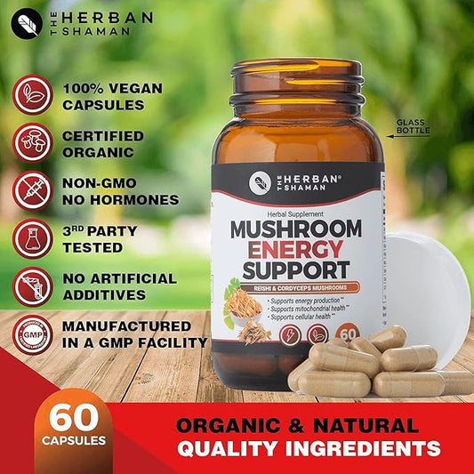 Mushroom Supplement Energy Support CoQ10 + (60 Capsules)