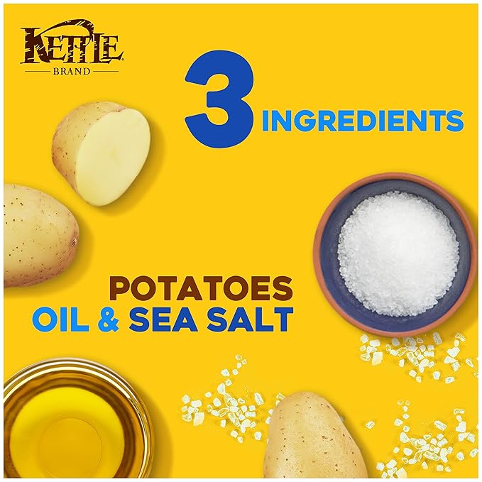 Kettle Brand Potato Chips, Sea Salt Kettle Chips, Snack Bag 1.5 Oz (Pack of 24)