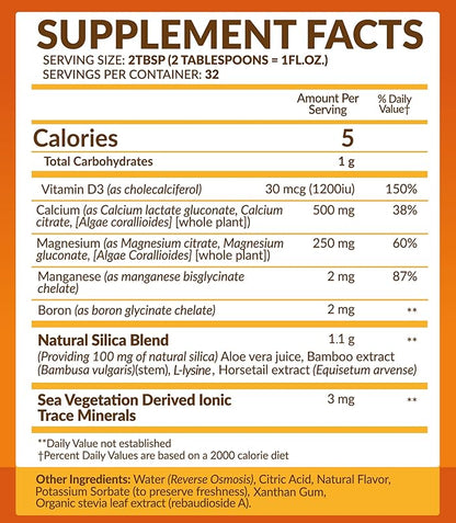 Calcium & Magnesium Liquid Supplement D3 - 100% Vegetarian 32 fl