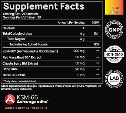 4,050mg Libido Booster for Women KSM-66 Ashwagandha Gummies w. 30x Strength Red Maca Root - Strongest Female Libido Mood Booster + Hormone Balance for Women Cortisol Reducer & Stress Relief Gummy