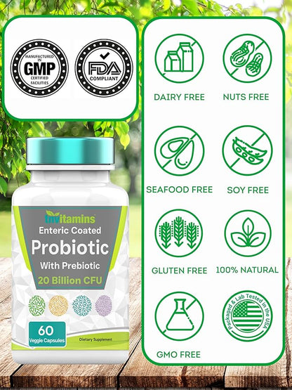 Probiotics for Women & Men 60 Enteric 20 Billion 8 Strains