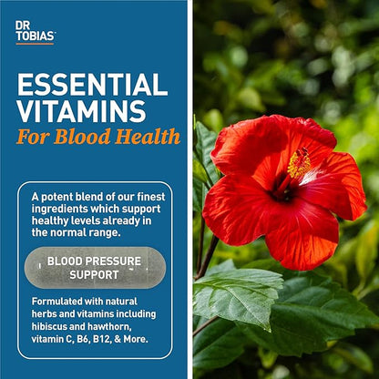 Dr. Tobias Blood Pressure Support Supplement B6, B12, B12, Niacin, 90 Capsules