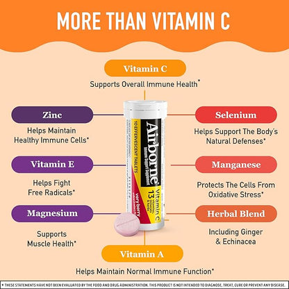 Airborne 1000mg Vitamin C with Zinc, 30 Fizzy