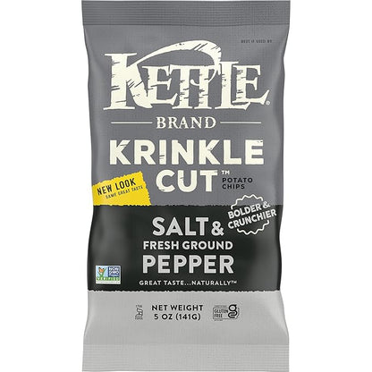 Kettle Foods Potato Chips Krinkle Salt & Fresh Ground Pepper, 5 Oz
