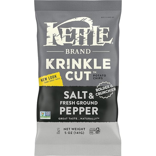 Kettle Foods Potato Chips Krinkle Salt & Fresh Ground Pepper, 5 Oz