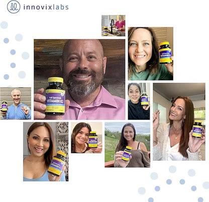 InnovixLabs Full Spectrum Vitamin K2-90 Softgels with 600 mcg of Trans Form MK7 and MK4 - Supports General Health and Bone Strength - Soy and Gluten Free K2 Vitamin Supplement