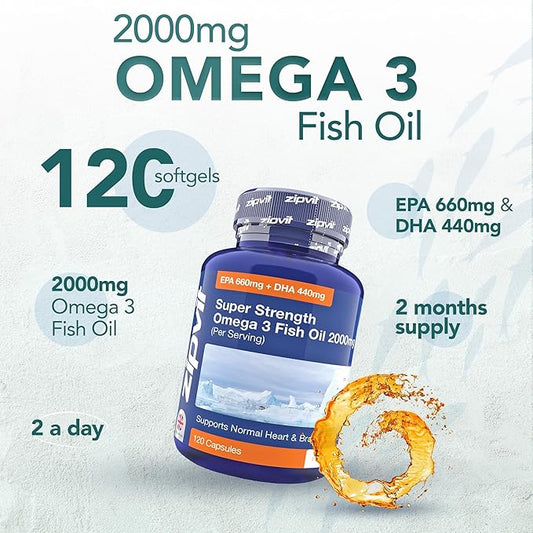 Omega 3 Fish Oil 2000mg 120 Capsules 660mg DHA 440mg per