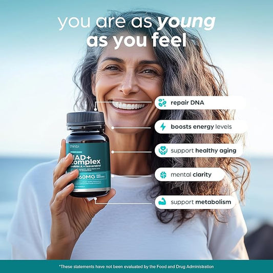 NAD Supplement 8457mg – Extra Strength NMN Alternative Liposomal NAD+ for Women & Men w/ Urolithin A, Resveratrol, CoQ10, Alpha Lipoic Acid – Energy, Anti-Aging, Cell Regeneration 30-Day Supply Thinbi