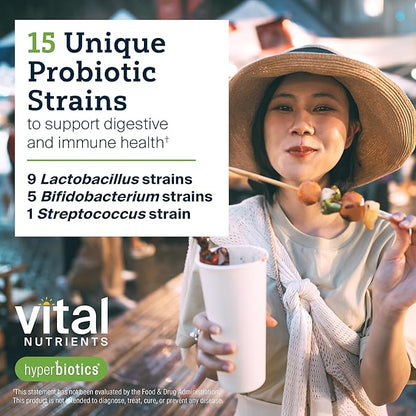 Hyperbiotics Vital Nutrients Pro-15 Pre + Probiotic 15 Strains| 60 Pearl