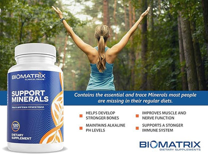 BioMatrix Mineral Supplement for Men and Women, Chelated Minerals | Iron-Free, Calcium, Magnesium, Copper, Zinc, Vitamin D, Iodine | Veggie Caps, 30-Day Supply