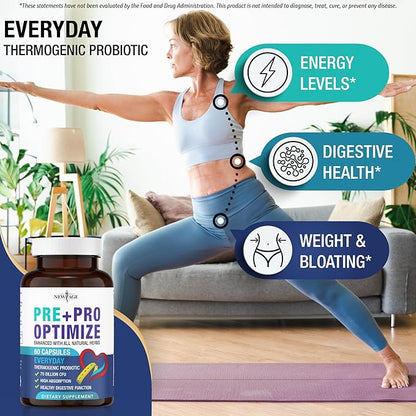 NEW AGE Pro Optimize Probiotics for Women, Menopause, Digestive Health - Relief for Bloating, Hot Flashes, Joint Support, Night Sweats - Gut Health & Metabolism - Dong Quai (60 (Pack of 1))