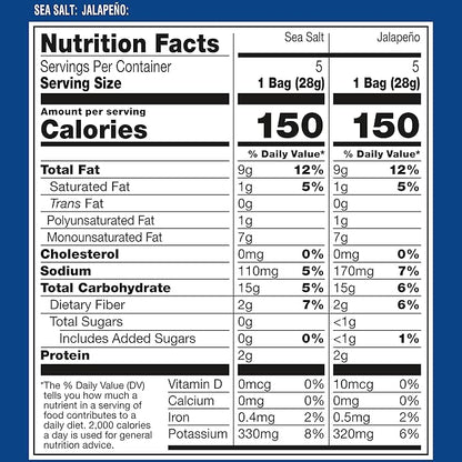 Kettle Brand Potato Chips, Variety Pack of Sea Salt and Jalapeño, 1 Oz, 10 Ct
