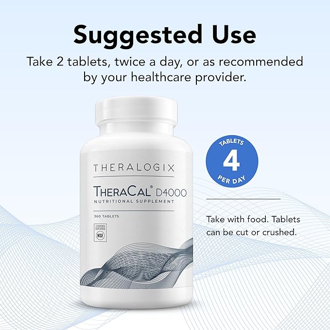 Theralogix TheraCal D4000 D3, Vitamin K2 & 90-Day Supply 360 Tablets