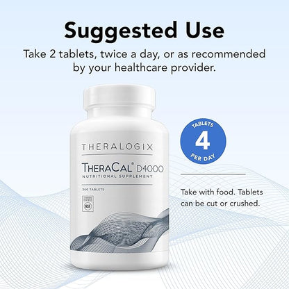 Theralogix TheraCal D4000 D3, Vitamin K2 & 90-Day Supply 360 Tablets