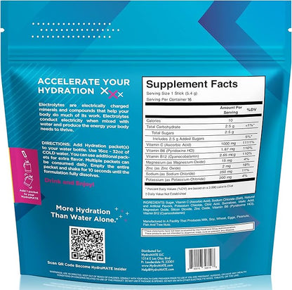 HydroMATE Electrolytes Powder Low Sugar 16 Count