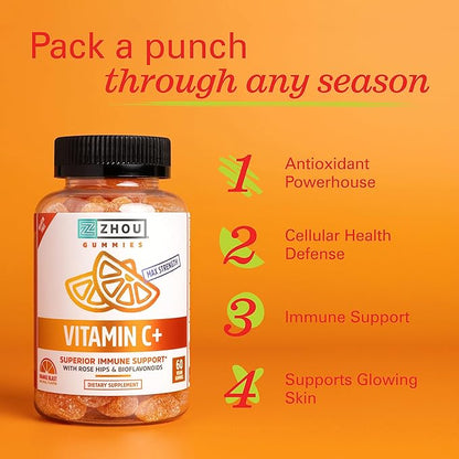 Zhou Nutrition Vitamin C+ Rapid Immunity 60 Count