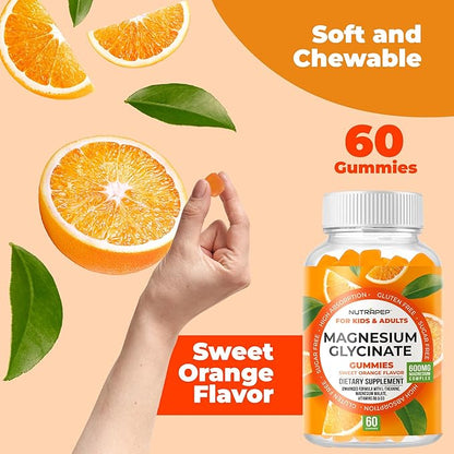 Magnesium Glycinate Gummies for Kids & Adults Women & Men - Sugar Free Gluten Free Non-GMO Vegan Chewable Supplement