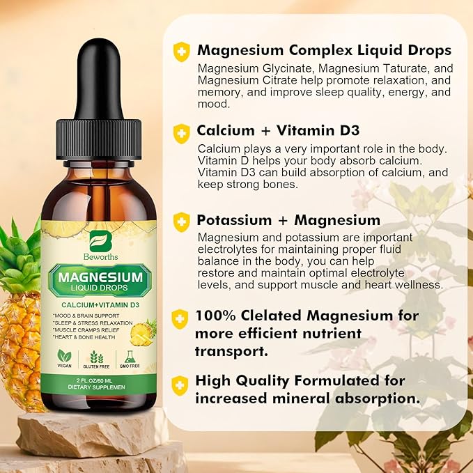 Magnesium Glycinate 500mg Complex, Magnesium Liquid D3, Zinc