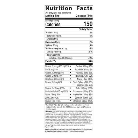 Bariatric Advantage High Protein Meal Replacement Drink Mix, Protein Powder Whey Isolate for Gastric Bypass and Sleeve Gastrectomy Patients, 27g Protein, Lactose Free - Iced Late - 28 Servings