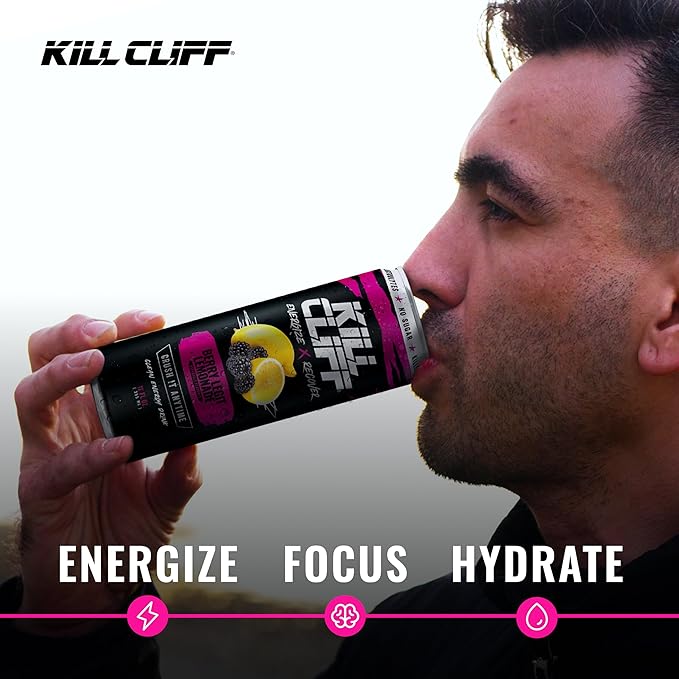 Kill Cliff Recovery Energy Drink, Berry Legit Lemonade, Sugar & Gluten Free Drinks, Green Tea, Electrolytes and Natural Caffeine for Clean Energy, Hydration & Recovery, Post or Pre Workout, 12 Pack