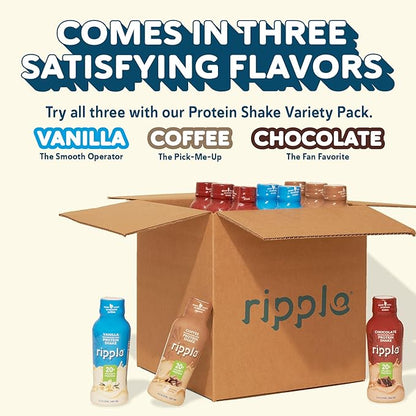 Ripple Vegan Protein Shake 20g Nutritious 12 Oz, 12 Pack