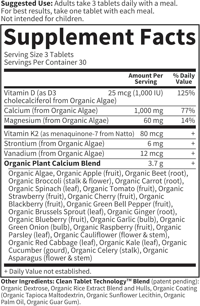 Garden of Life Calcium Supplement with Magnesium & Organic Vitamin D3 K2, Made from Whole Foods, Gluten-Free, 90 Count