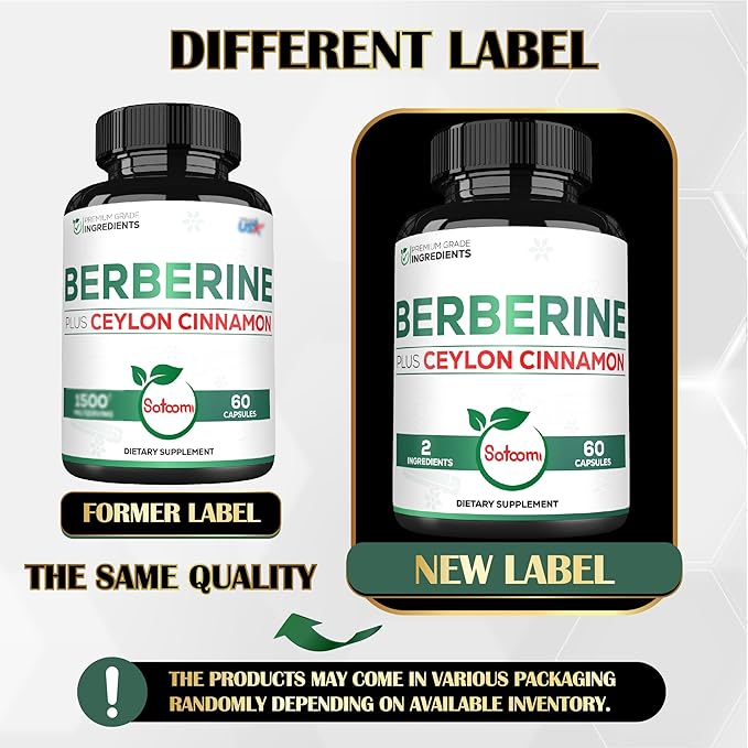 1500mg Berberine with Ceylon Cinnamon Supplement 60 Capsules