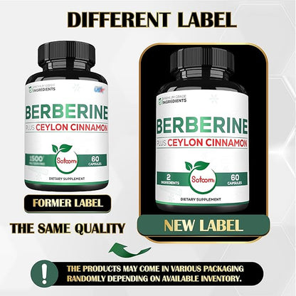 1500mg Berberine with Ceylon Cinnamon Supplement 60 Capsules