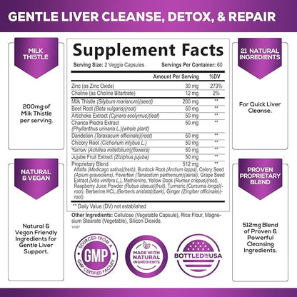 Gentle Liver Cleanse Detox & Repair Formula 120 Capsules