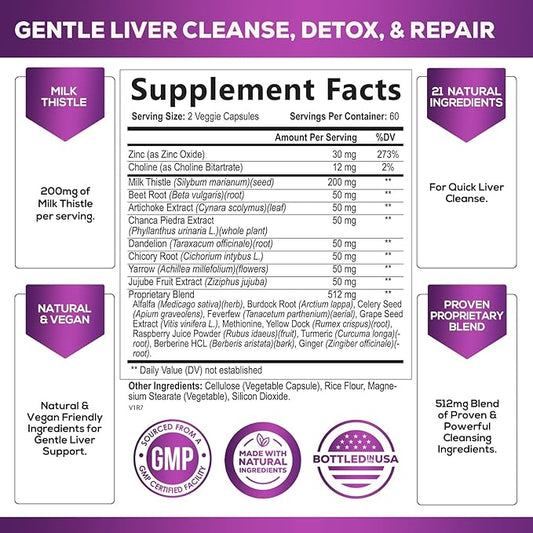 Gentle Liver Cleanse Detox & Repair Formula 120 Capsules