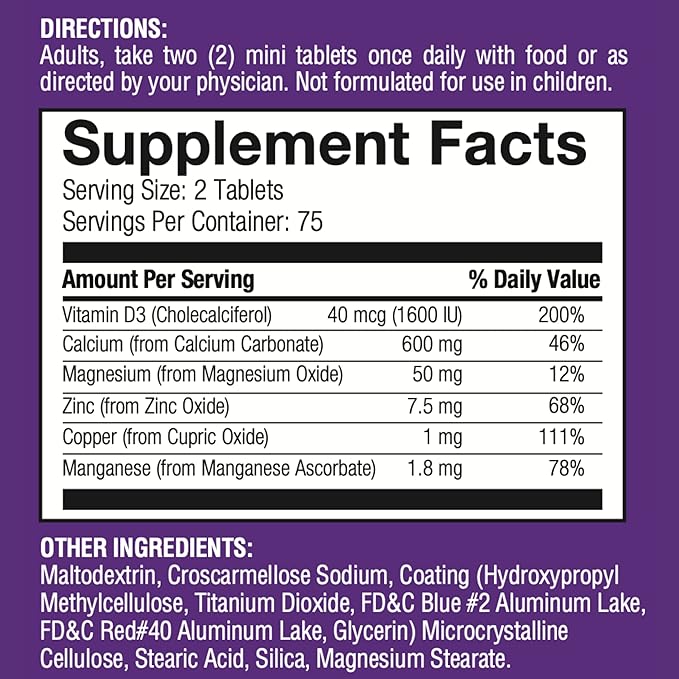 Bone Health Calcium Minis Tablets, Calcium D3, Magnesium, Health,150ct