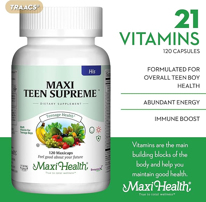 Maxi Health Teen Supreme HIS Vitamins (120) - 12 17 17 -