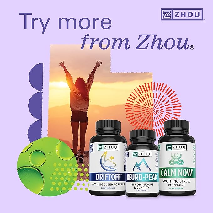 Zhou Nutrition Ashwagandha Capsules, Blend of 30 Servings, 60 Capsules