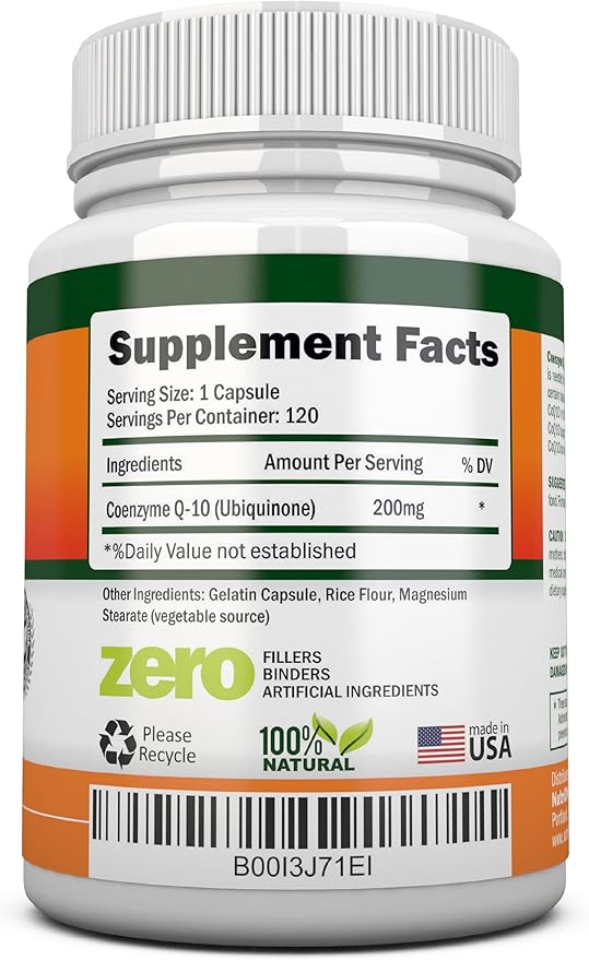 CoQ10 200mg (Double Strength), 120 Capsules Q10 - CoQ10 Ubiquinone 4 Month