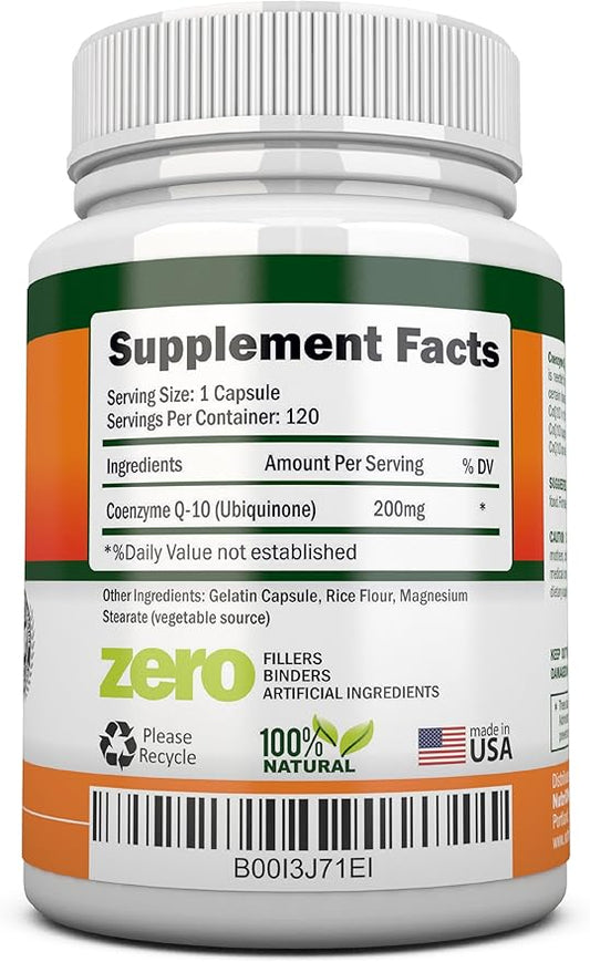 CoQ10 200mg (Double Strength), 120 Capsules Q10 - CoQ10 Ubiquinone 4 Month