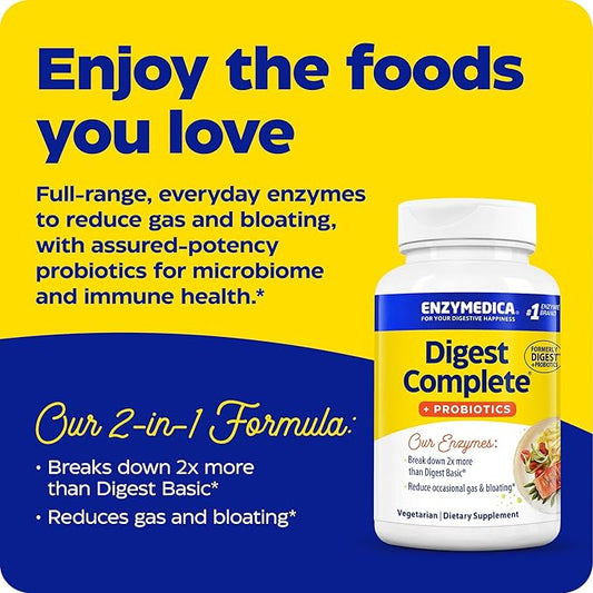 Enzymedica, Digest Complete + Probiotics, Full-Range, 800 Million 90 Count
