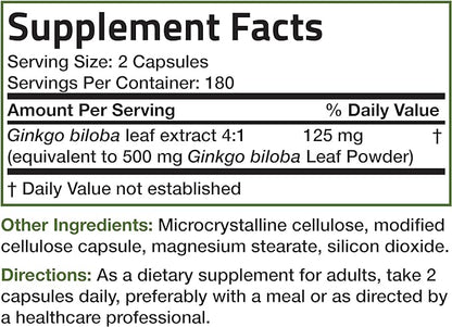 Bronson Ginkgo Biloba Extra Supports Brain 360 Vegetarian