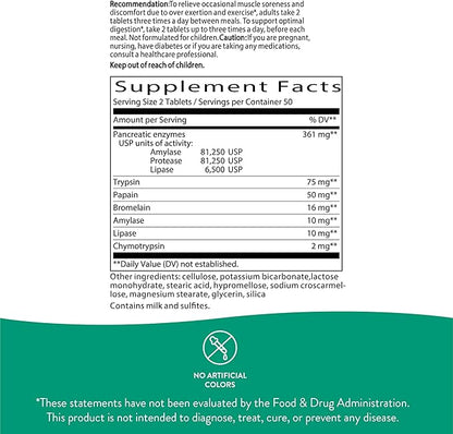 Nature's Way Mega-Zyme Systemic Enzymes, Relieves 100 Tablets