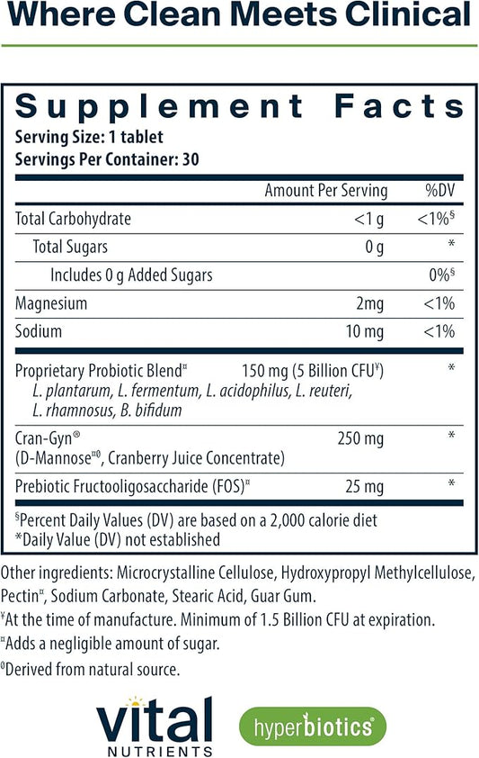 Hyperbiotics Vital Nutrients Pro-Women Probiotic 30 Tablets