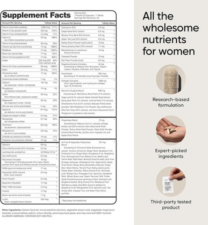 Multivitamin for Women, Full-Spectrum Supplement B12, A, 106 Nutrients 30 Day