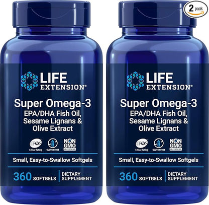 Life Extension Super Omega-3 360 Softgels 2), Easy Omega3 Fish