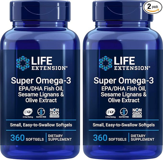 Life Extension Super Omega-3 360 Softgels 2), Easy Omega3 Fish