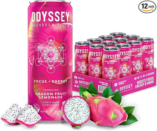 Odyssey Elixir Sparkling Adaptogen Drink, Low 12 Fl 12 Pack