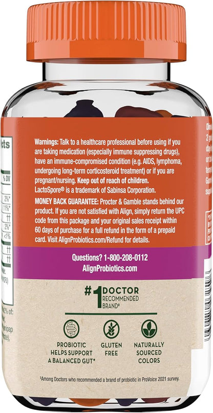 Align DualBiotic, Prebiotic + Probiotic for Women and Men, Help Nourish and Add Good Bacteria for Digestive Support, Natural Fruit Flavors, 90 Gummies