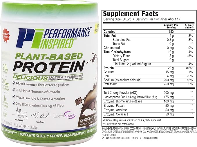 Performance Inspired Nutrition Plant Protein Powder 20G - 1B Probiotics 1.5lb