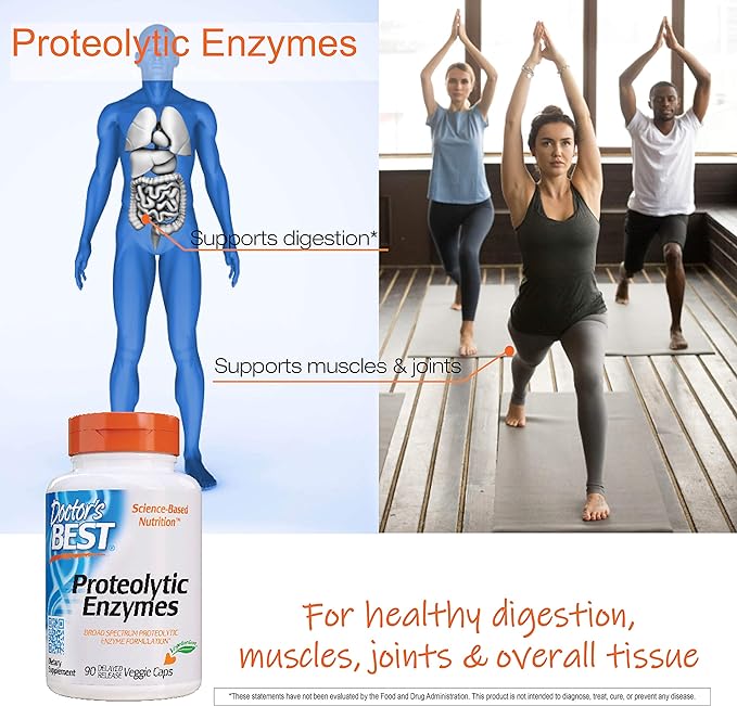 Doctor's Best Proteolytic enzymes, digestion, Muscle, 90 Veggie
