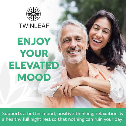 TWINLEAF 5 HTP Supplement for Mood Support - Made in USA - Natural 5-HTP & L-tryptophan Capsules - 5-HTP Booster for Men & Women - Proprietary Formula for Mood and Relaxation - 60 Vegan Capsules